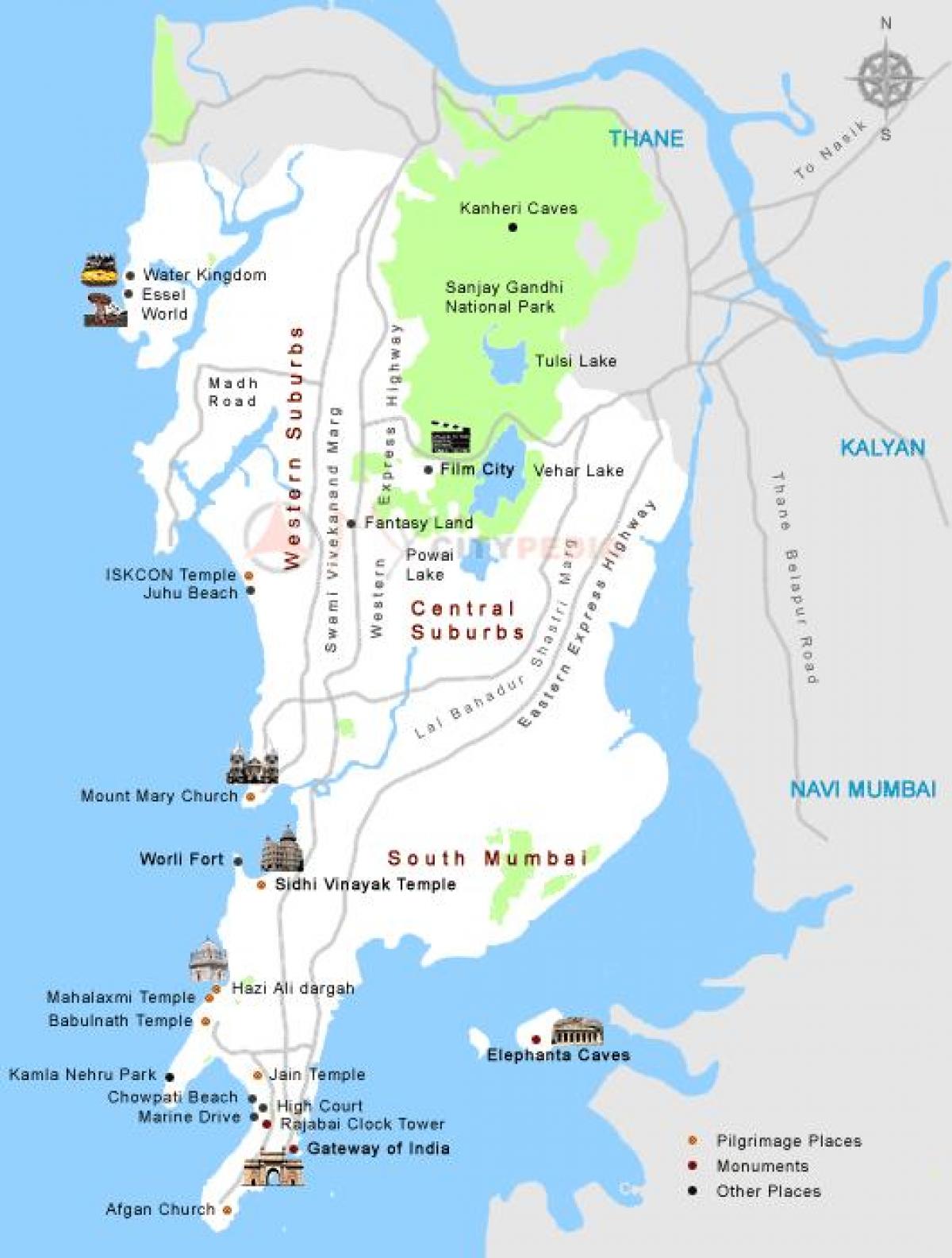 mapa Mumbai turističke mjesta