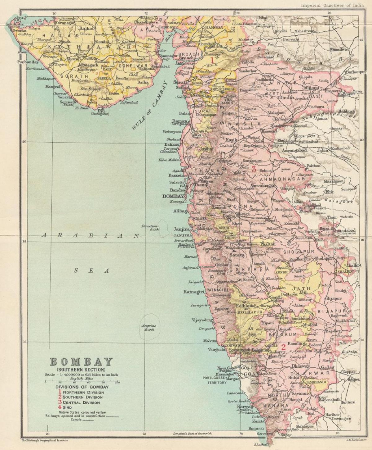 mapa Bombaj predsjedništva