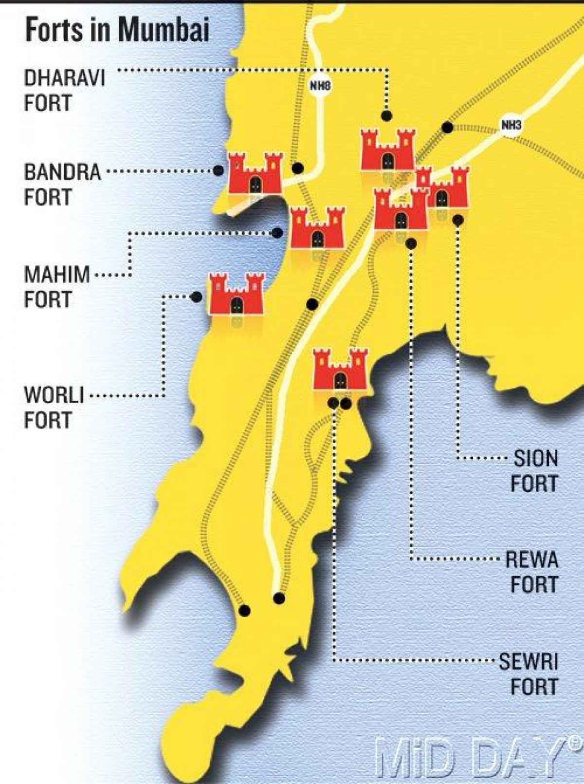 Mumbai fort područje mapu