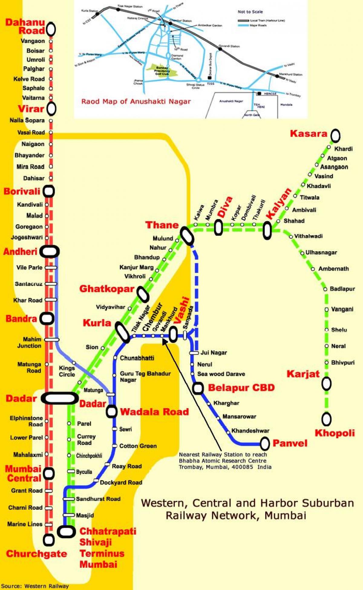 Mumbai centralnu liniju stanice mapu