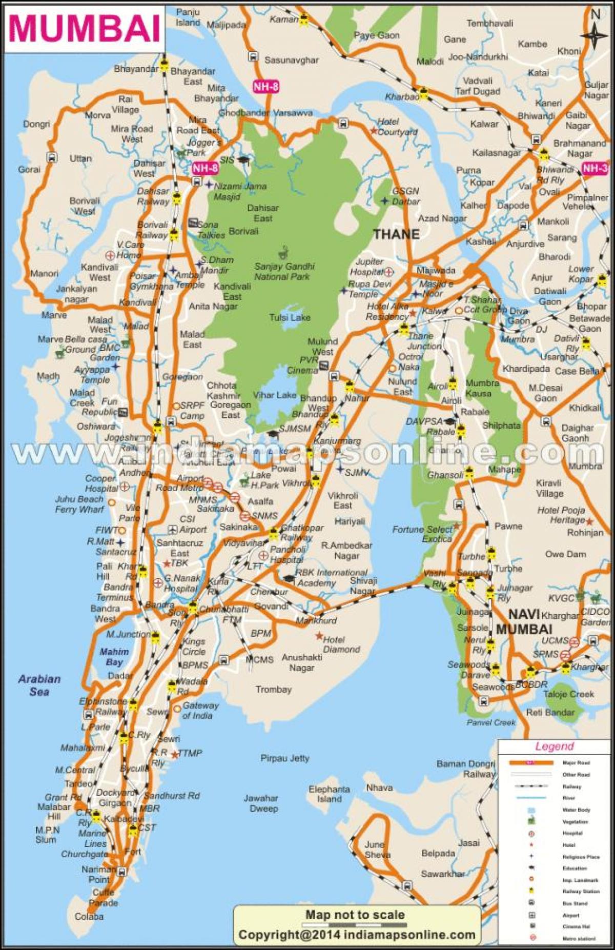 fizički mapu Mumbai