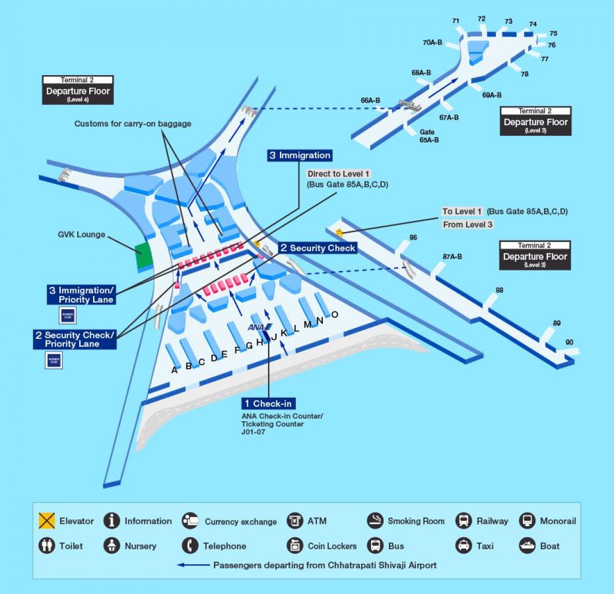 Mumbai međunarodni aerodrom terminal 2 mapu