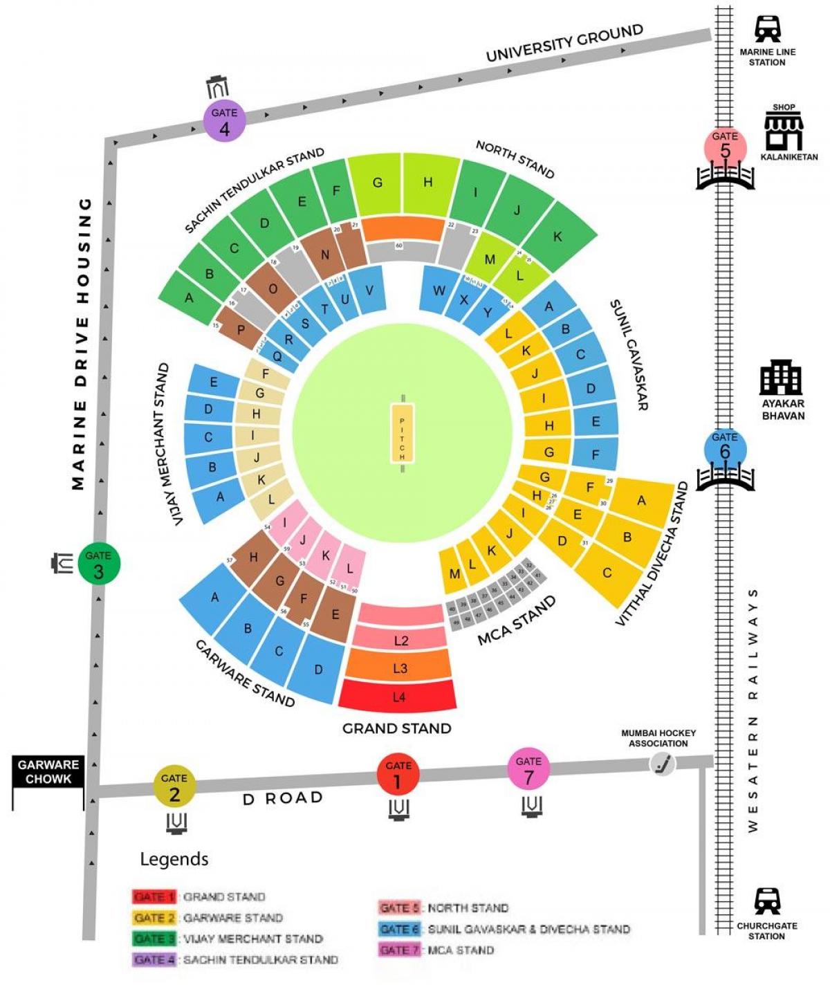mapa Wankhede stadion